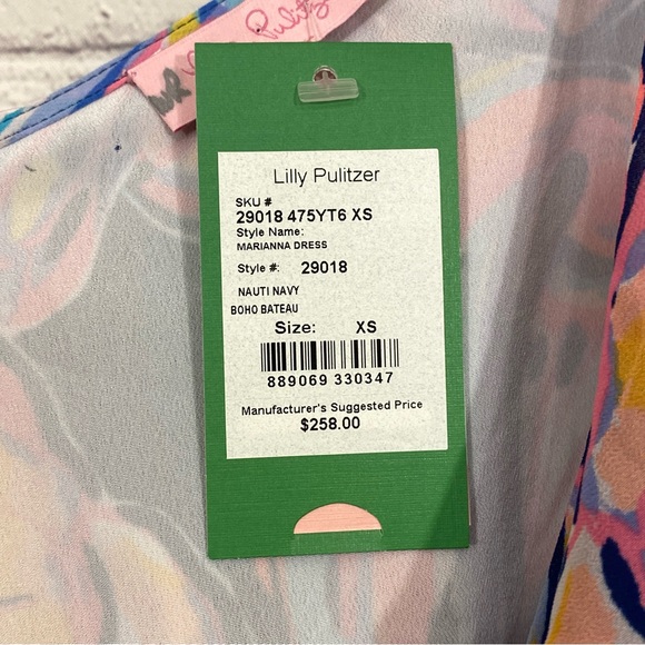 Lilly Pulitzer Womens Dress XS Marianna Nauti Navy Boho Bateau Wrap Midi NWT - Picture 5 of 9